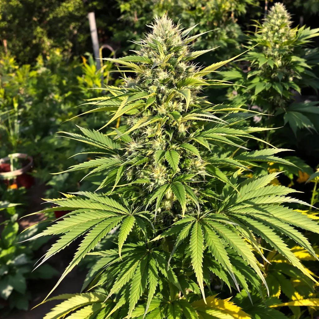 Chemo 66% indica / 34% sativa flower with visible trichomes