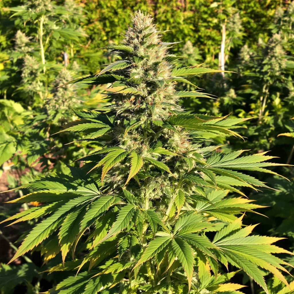 Cherry Bomb 66% indica / 34% sativa flower with visible trichomes
