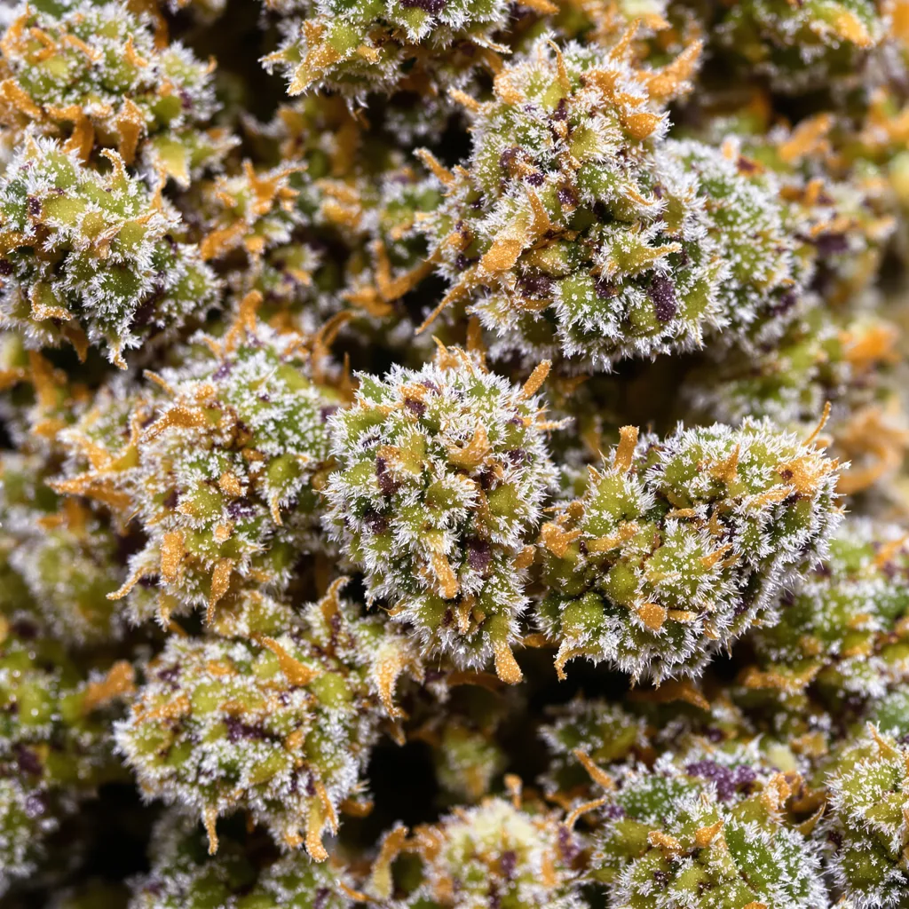 Cherry Chem cannabis bud close-up showing balanced bud structure with frosted trichomes