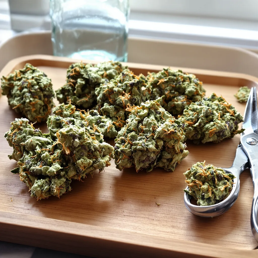 Cherry Diesel 50% indica / 50% sativa flower with visible trichomes