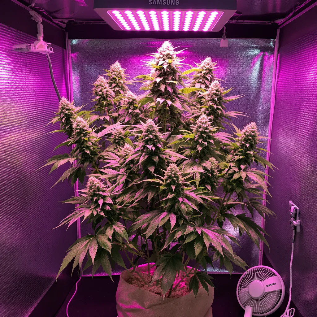 Cherry Diesel 50% indica / 50% sativa flower with visible trichomes