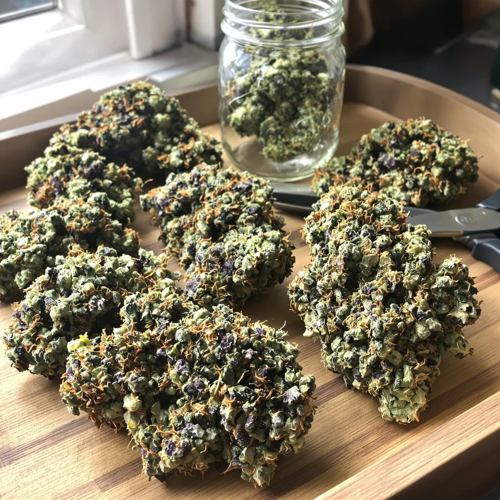 Cherry Kush 75% indica / 25% sativa flower with visible trichomes