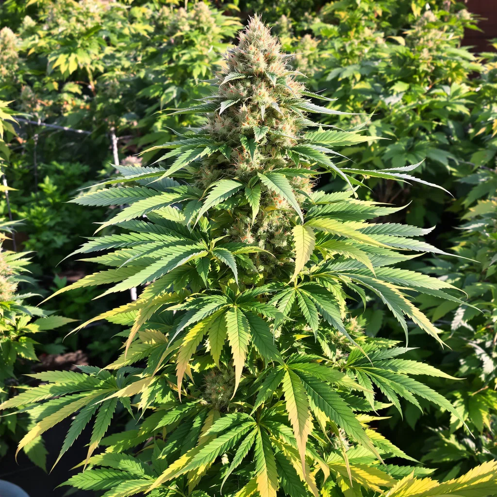 Cherry OG 66% indica / 34% sativa flower with visible trichomes