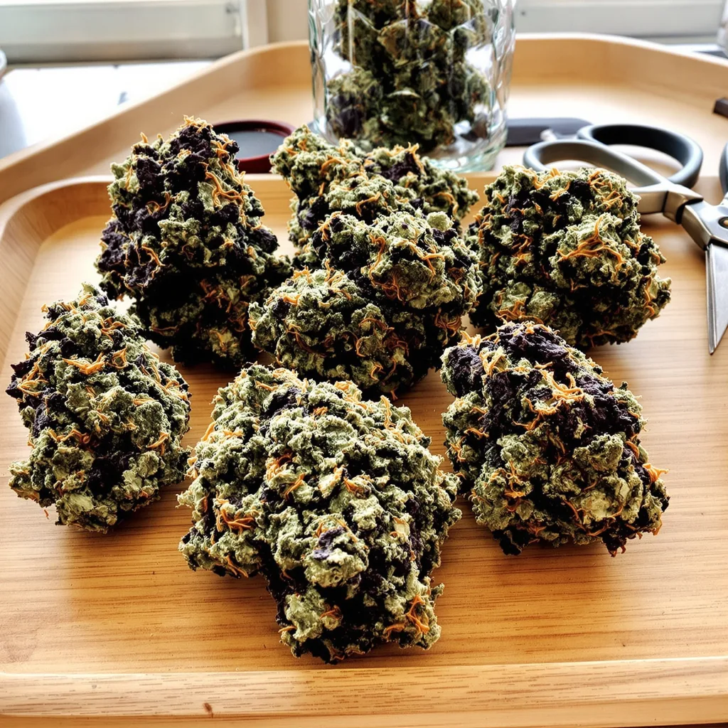 Chiesel 66% indica / 34% sativa flower with visible trichomes