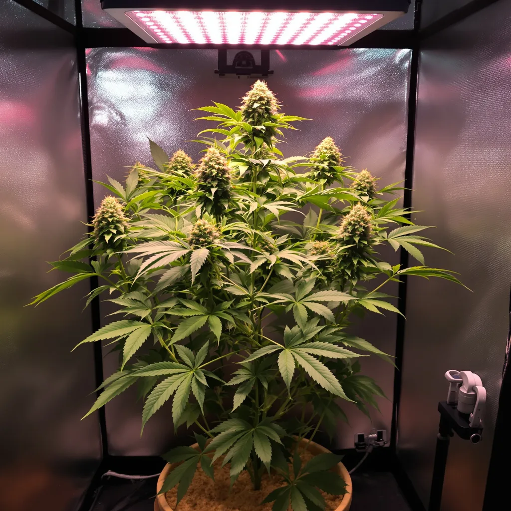 Chocolate Chunk 100% indica / 50% sativa flower with visible trichomes