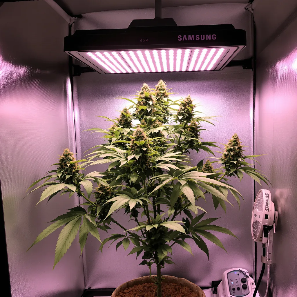 Chocolate Chunk 100% indica / 50% sativa flower with visible trichomes