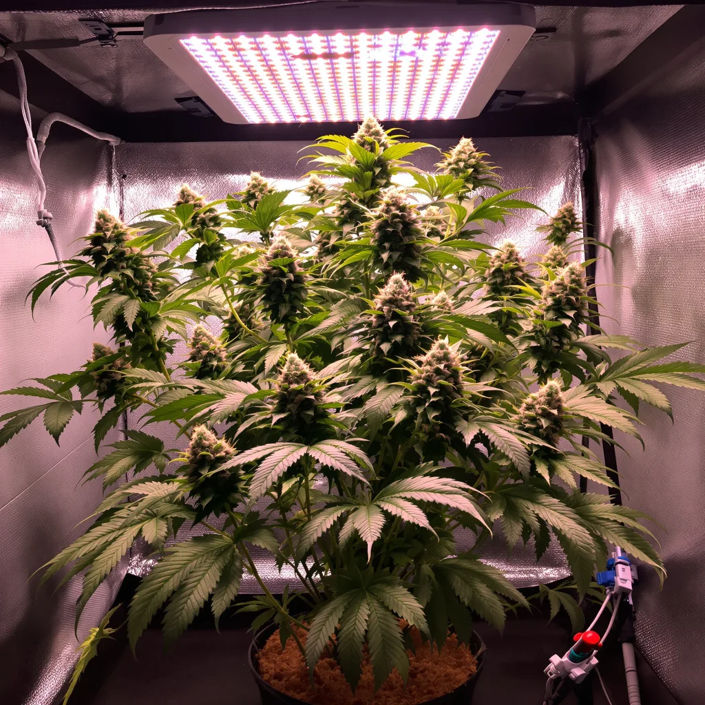 Chocolope Kush 79% indica / 21% sativa flower with visible trichomes