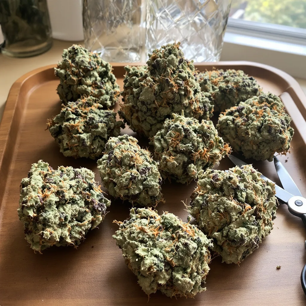 Chronic Thunder 46% indica / 54% sativa flower with visible trichomes