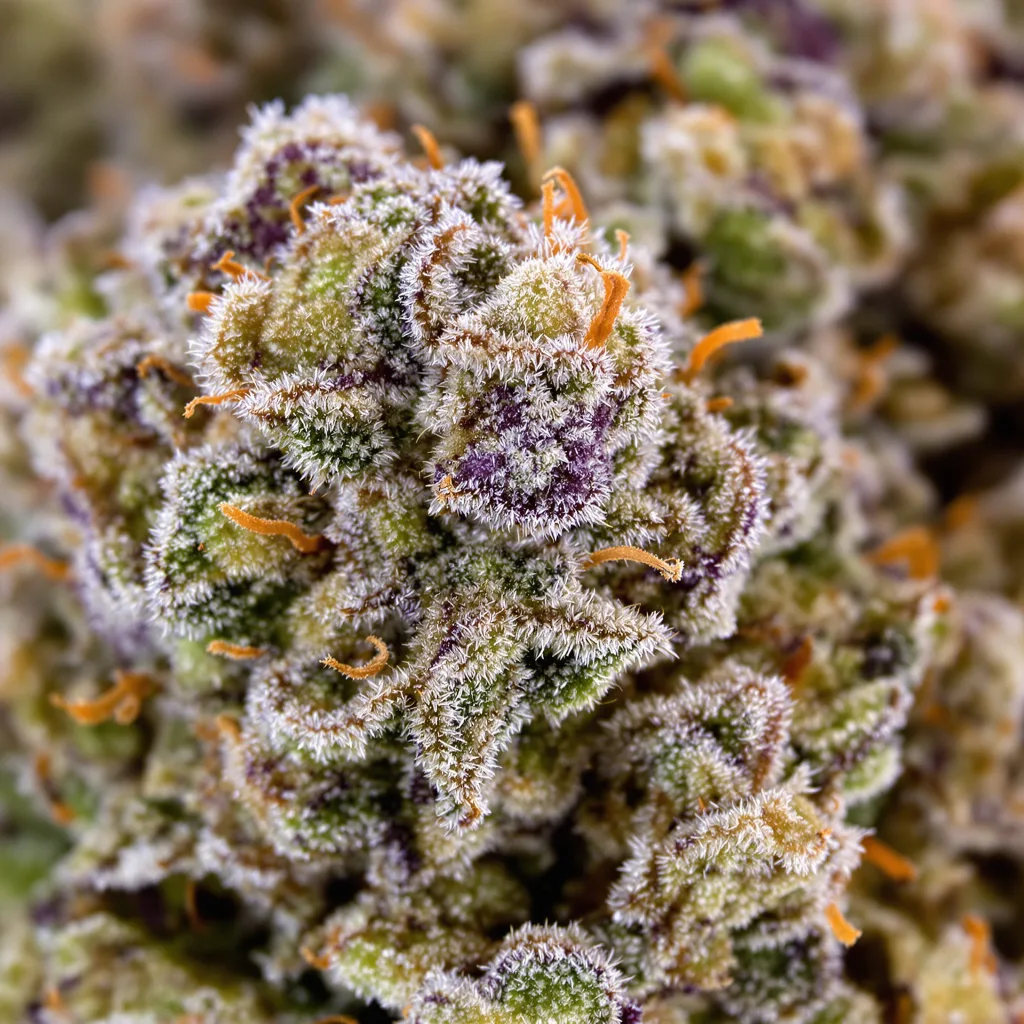 Chronic Thunder cannabis bud close-up showing balanced bud structure with frosted trichomes