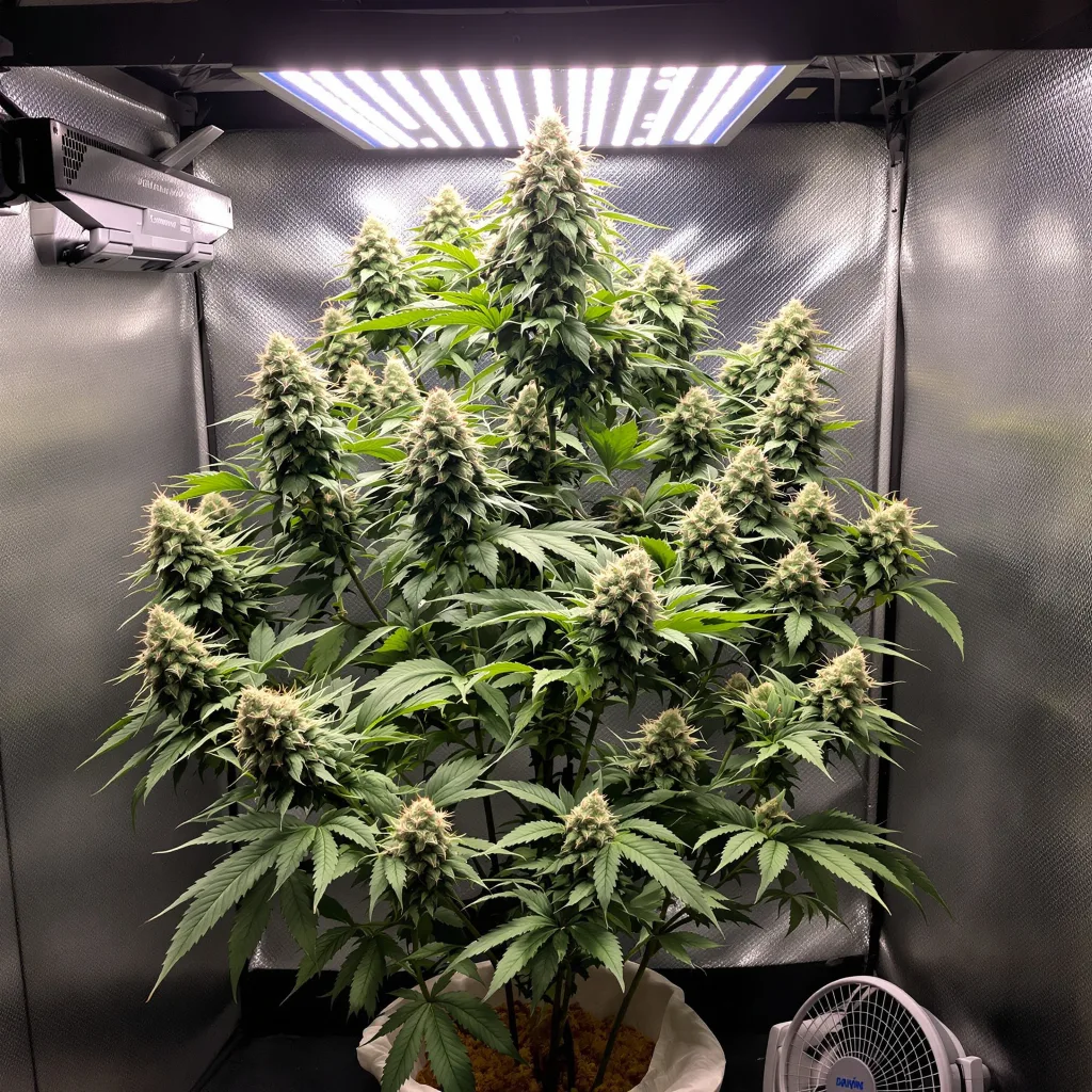Chupacabra 58% indica / 42% sativa flower with visible trichomes
