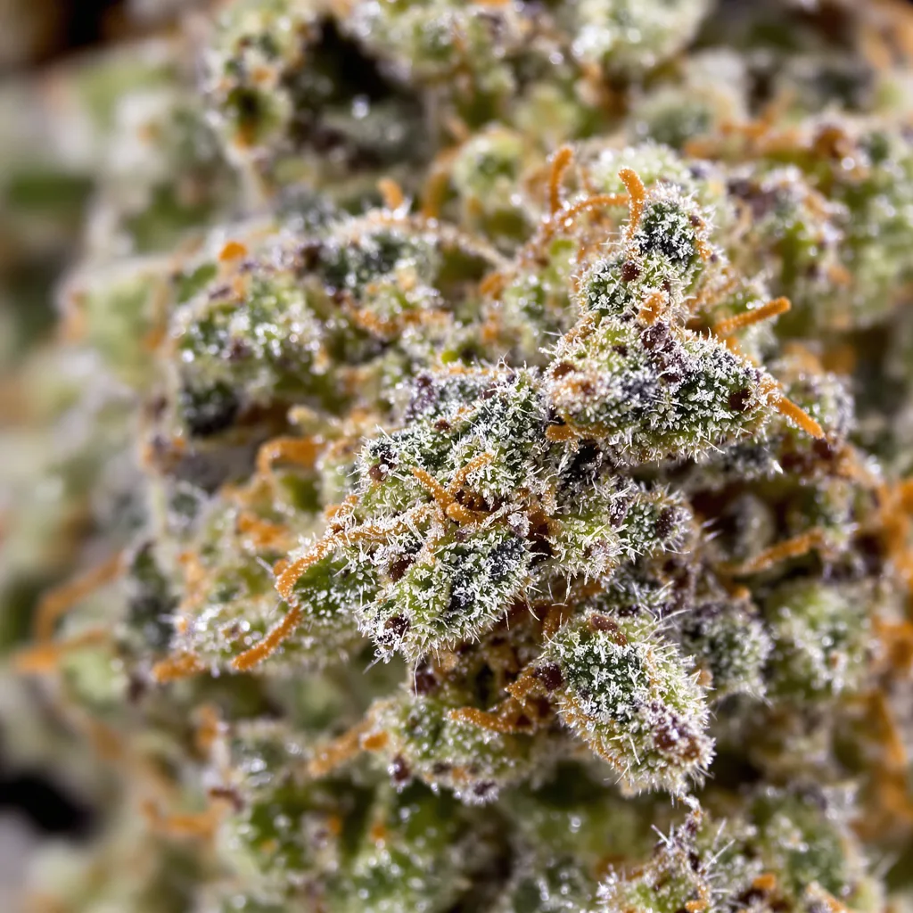 Chupacabra cannabis bud close-up showing balanced bud structure with frosted trichomes