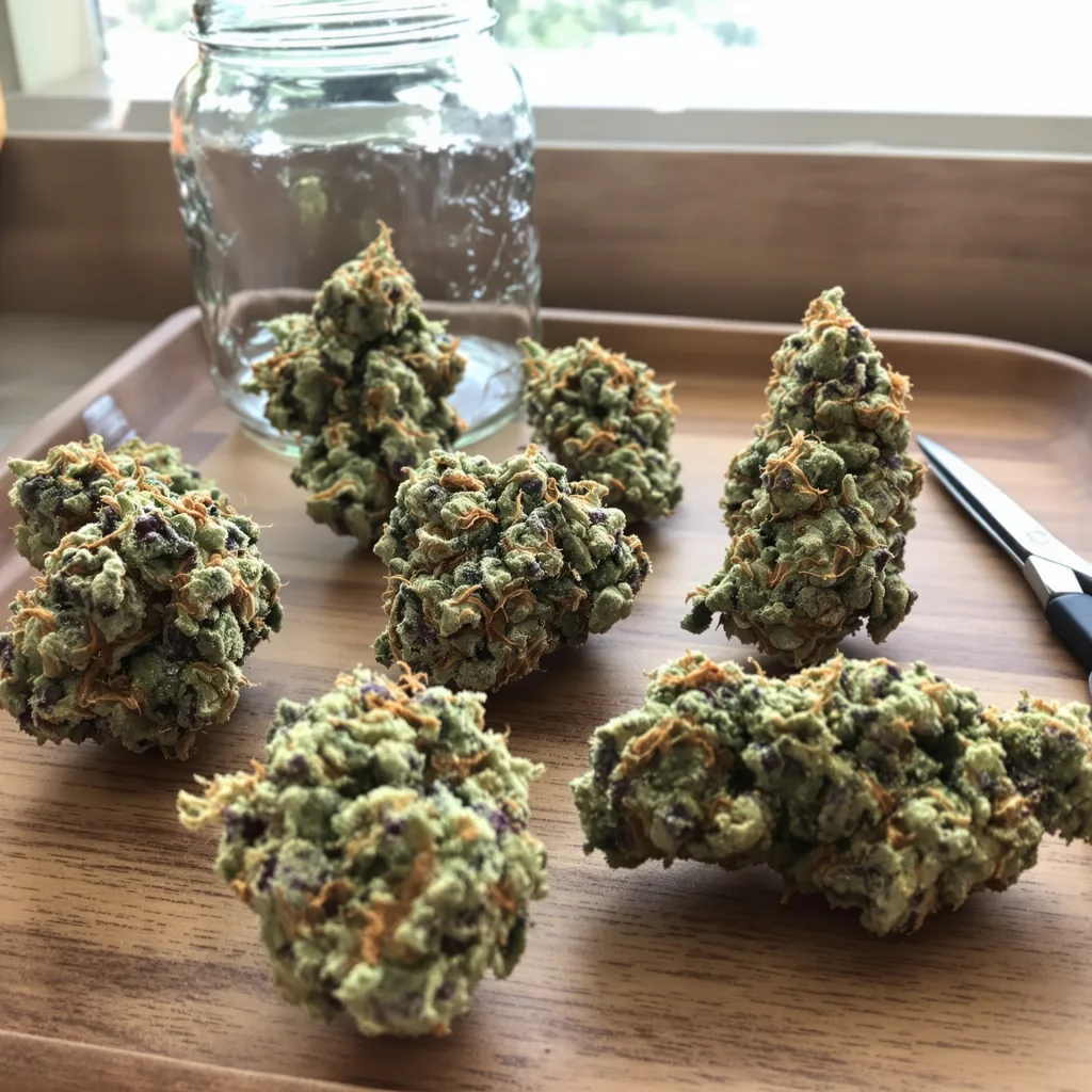 Cinex 30% indica / 60% sativa flower with visible trichomes