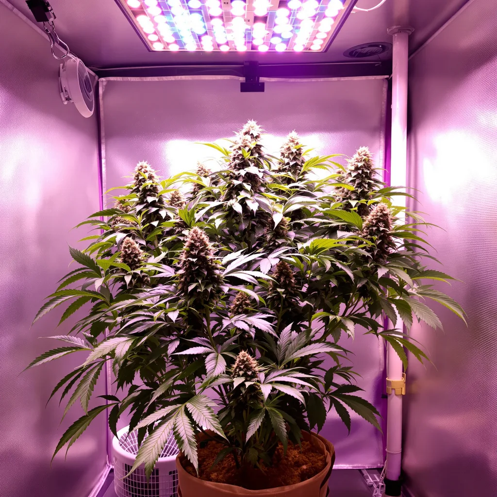 Cluster Bomb 79% indica / 21% sativa flower with visible trichomes