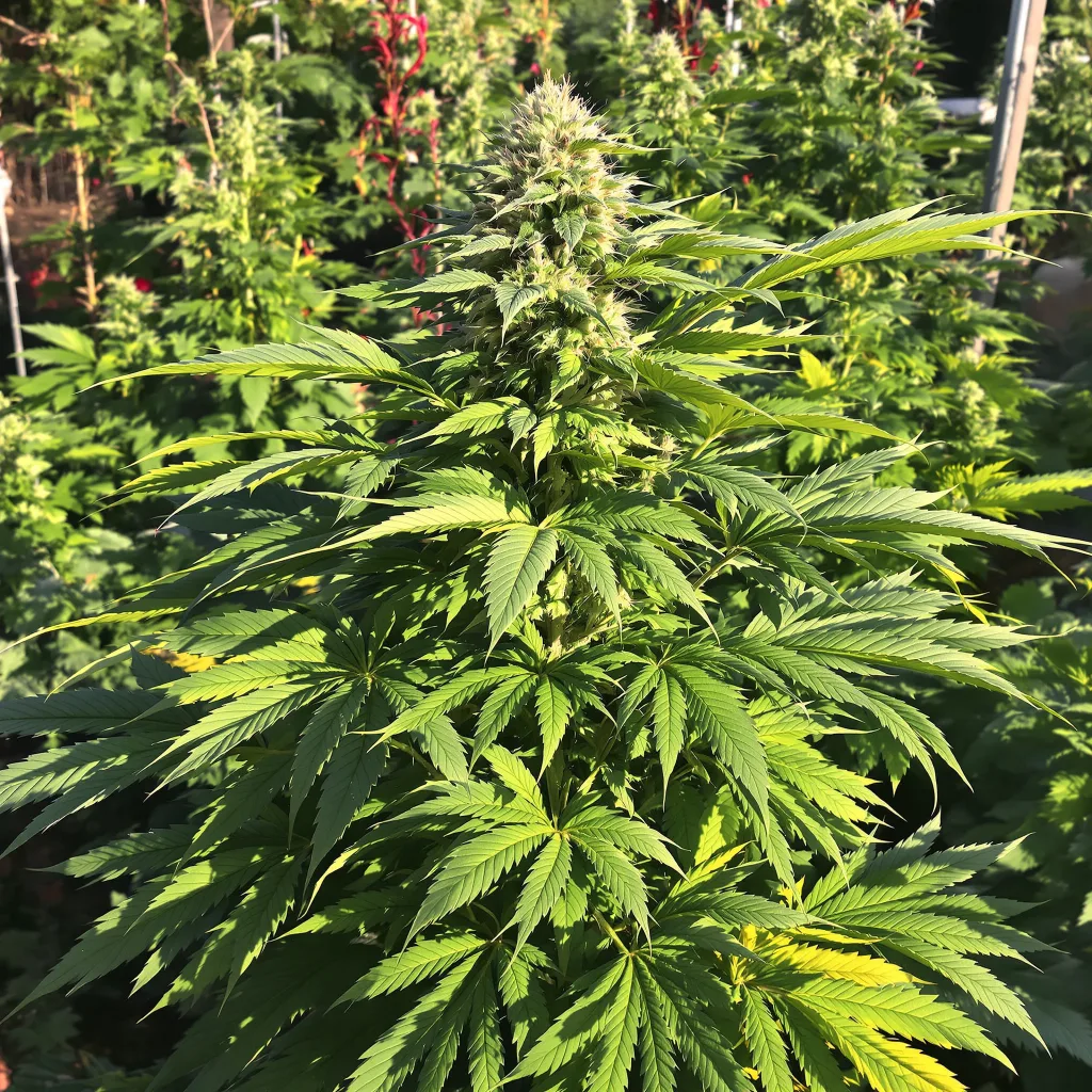 Cluster Bomb 79% indica / 21% sativa flower with visible trichomes
