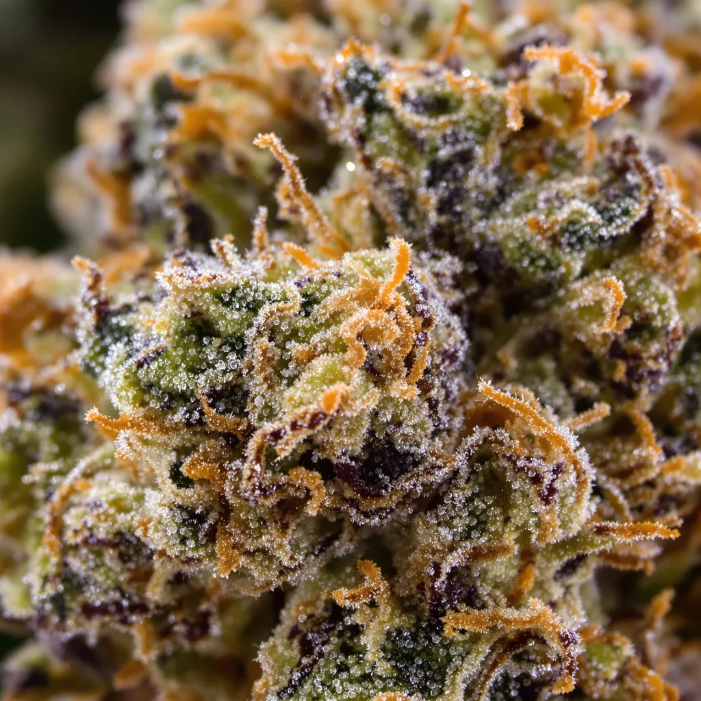 Cookie Wreck cannabis bud close-up showing open-bud structure with orange pistils
