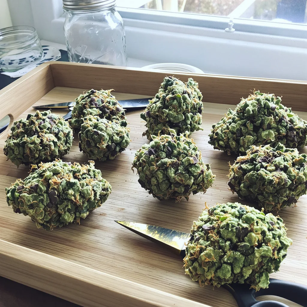 Cookie Wreck 40% indica / 60% sativa flower with visible trichomes