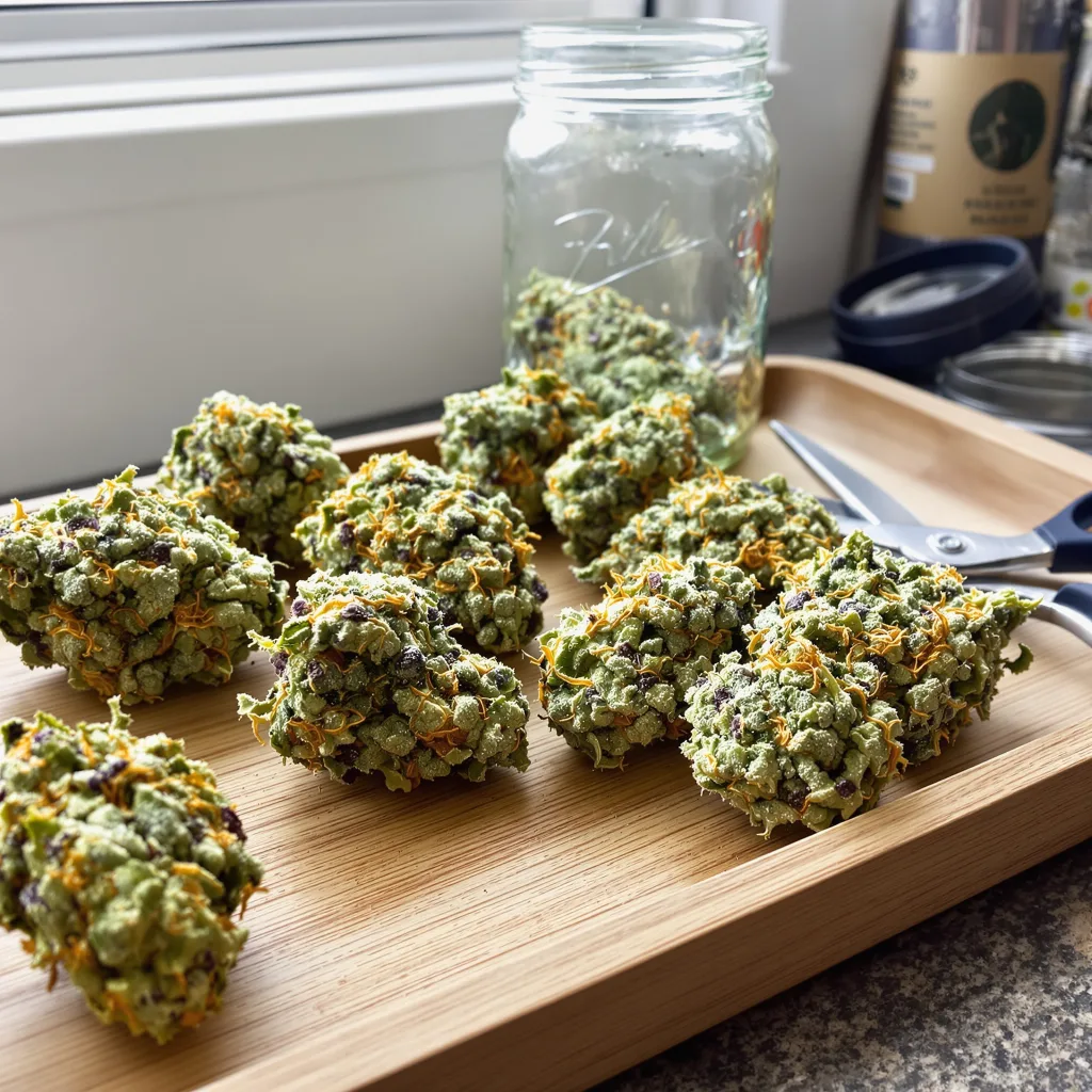 Copper Kush 44% indica / 56% sativa flower with visible trichomes