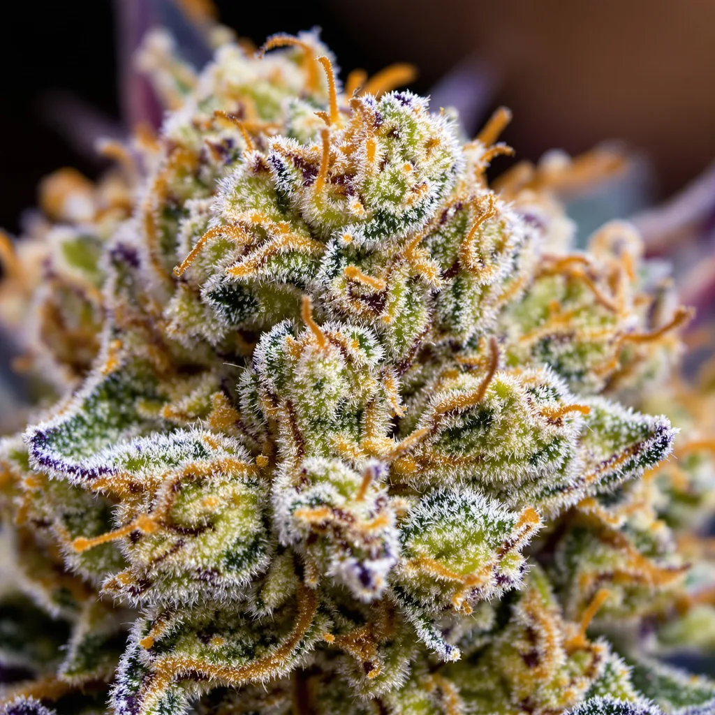 Corkscrew cannabis bud close-up showing balanced bud structure with frosted trichomes