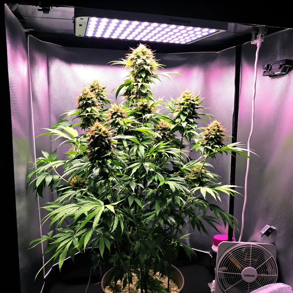 Corkscrew 57% indica / 43% sativa flower with visible trichomes