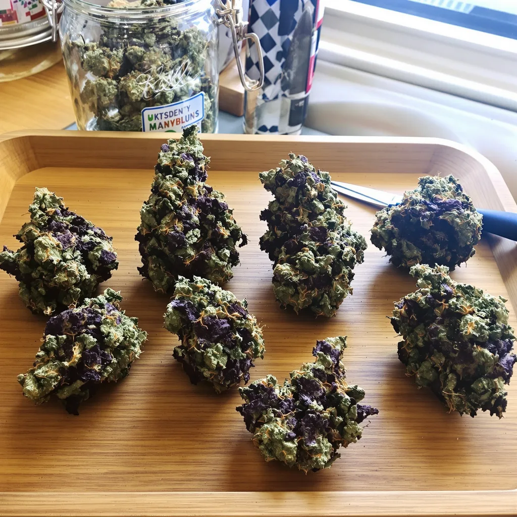 Cracker Jack 81% indica / 19% sativa flower with visible trichomes
