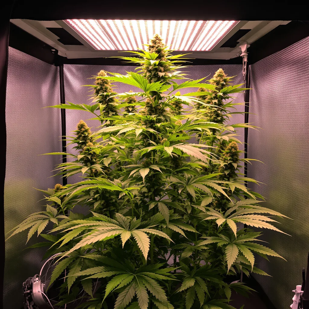 Cramnesia 19% indica / 81% sativa flower with visible trichomes