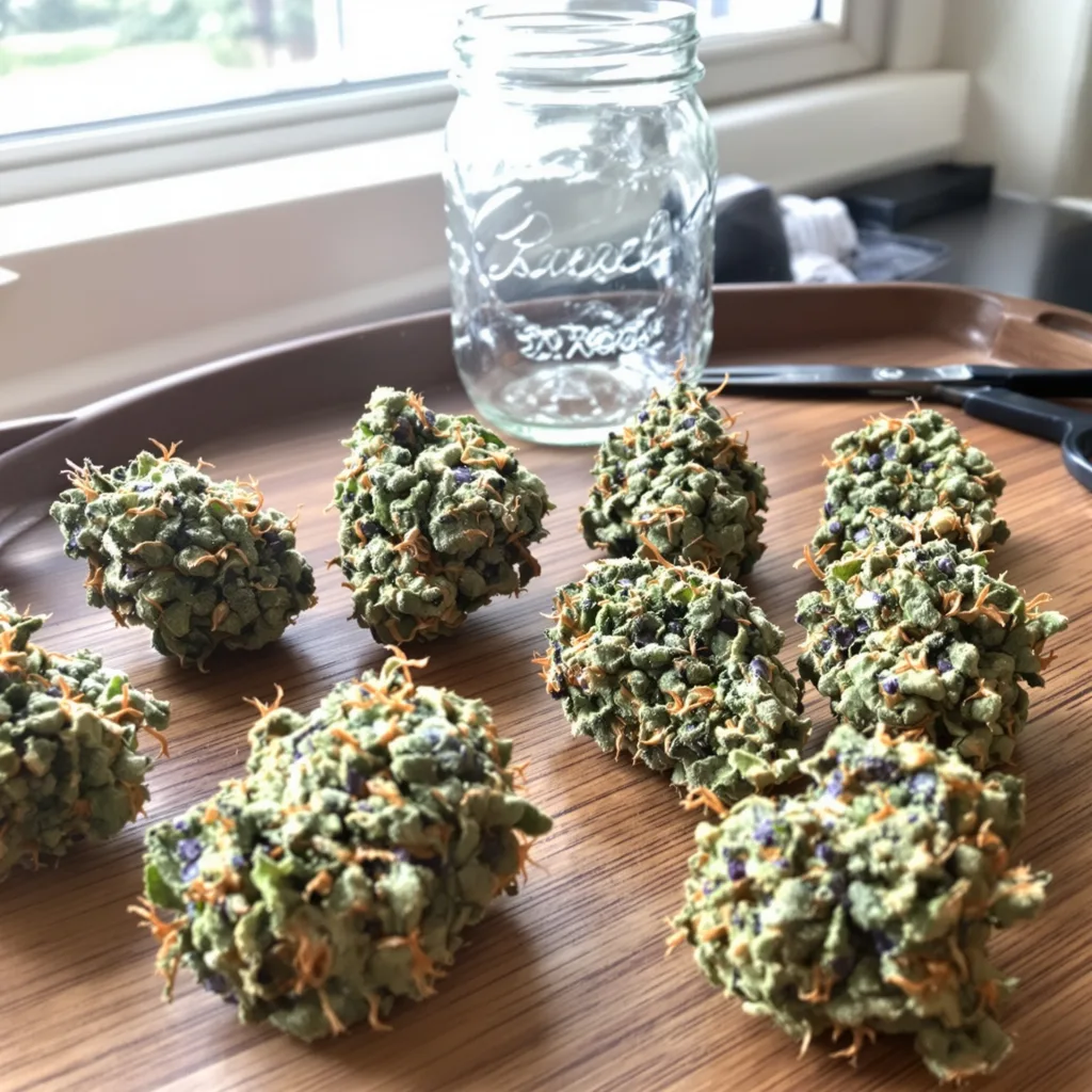 Critical 47 58% indica / 42% sativa flower with visible trichomes