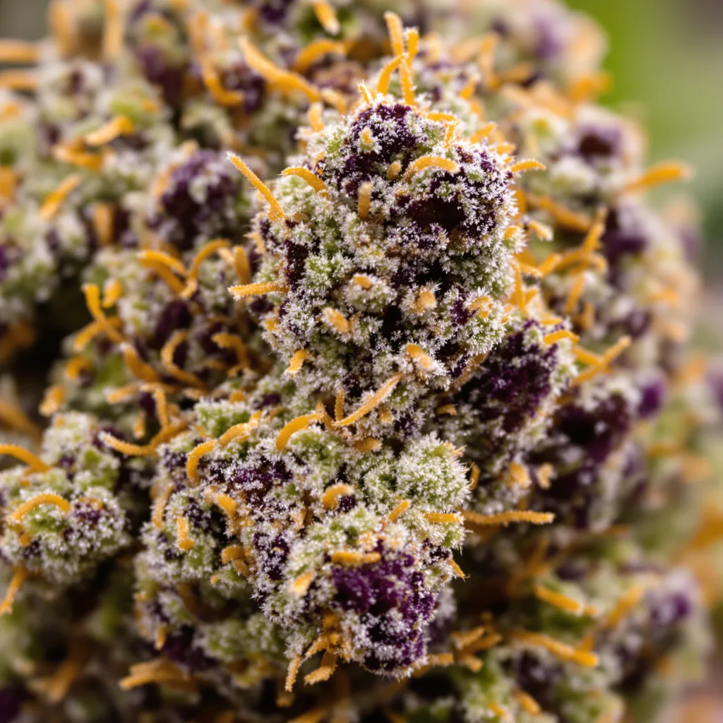 Critical Fast Bud cannabis bud close-up showing dense purple-tinged calyxes