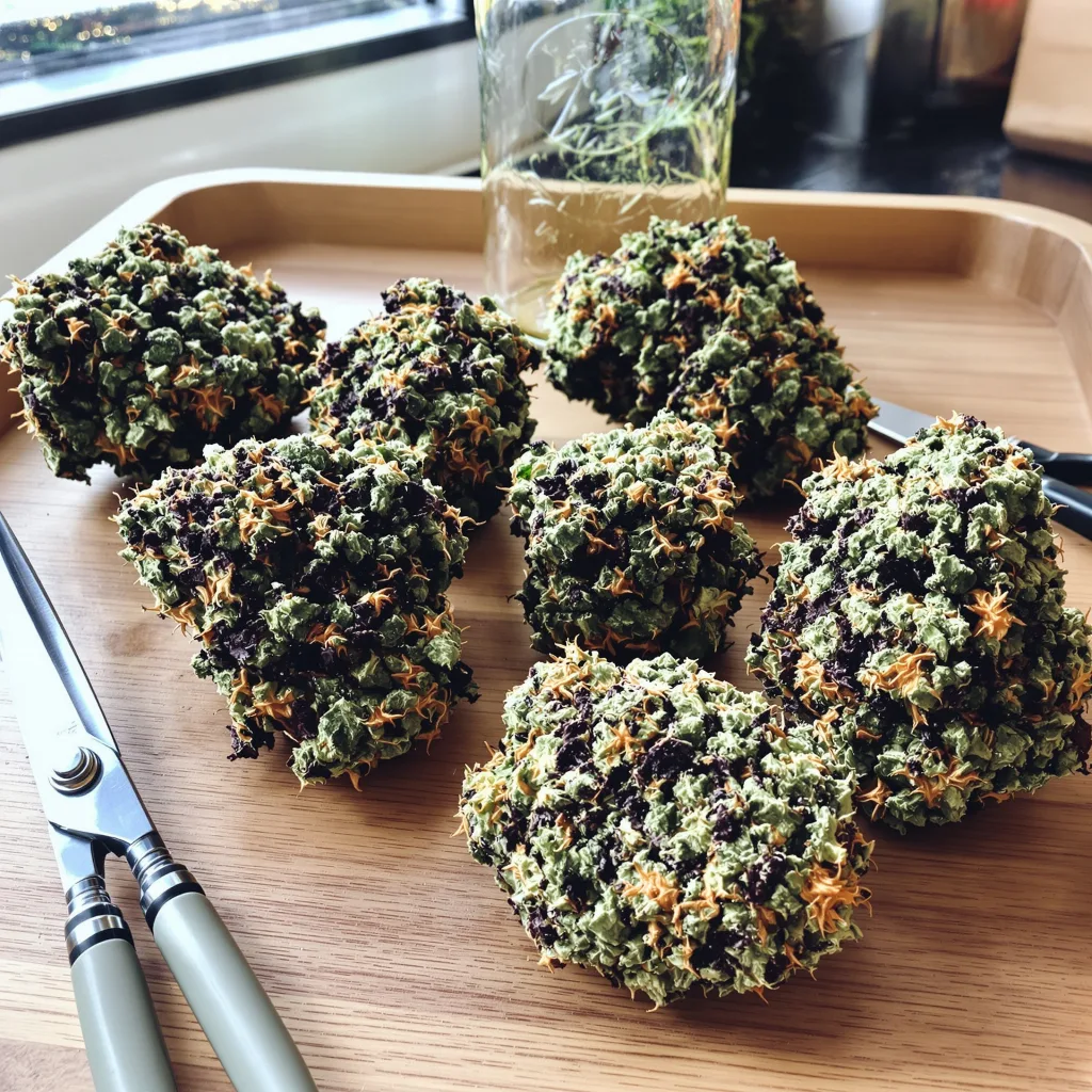 Critical Glue 89% indica / 11% sativa flower with visible trichomes