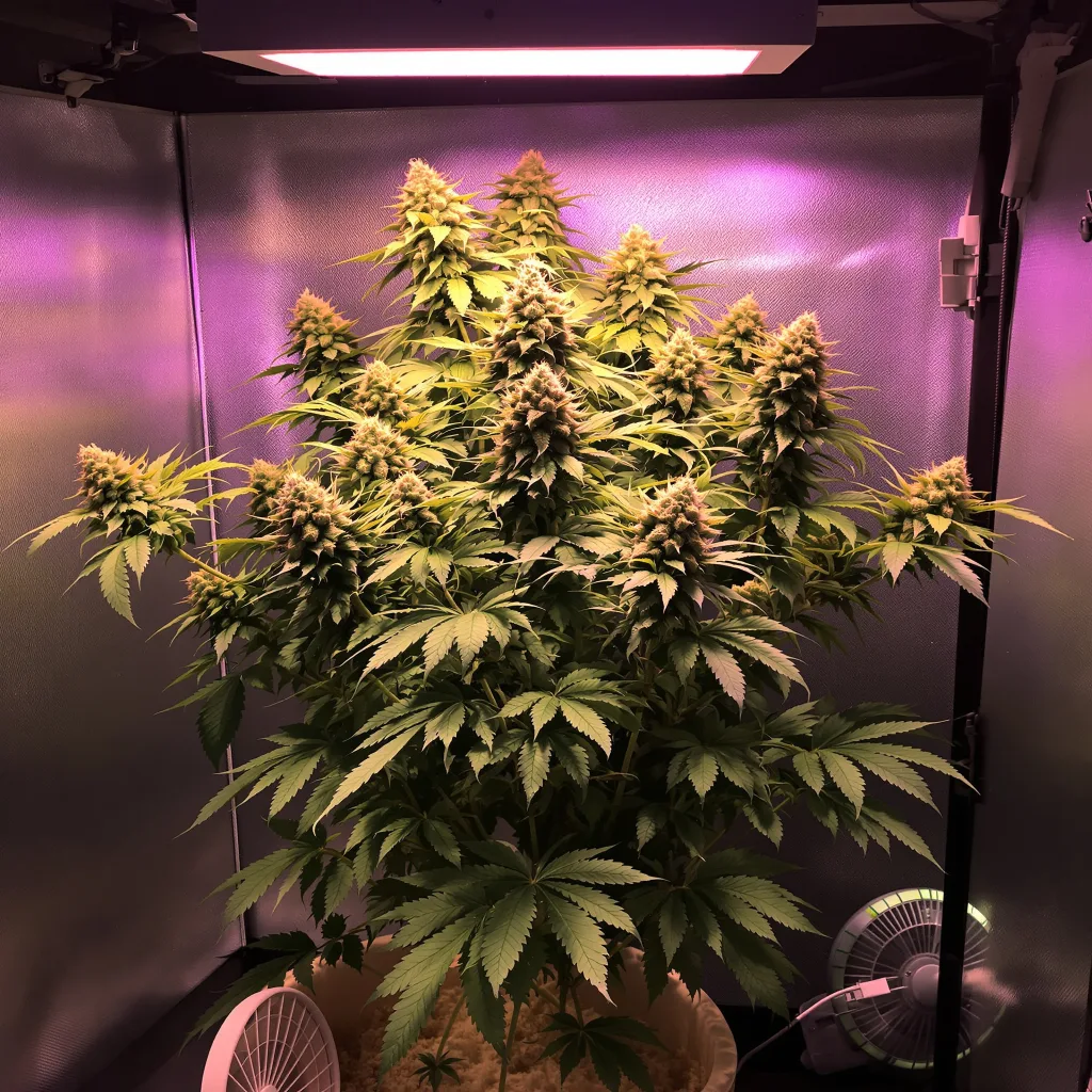 Critical Plus 61% indica / 39% sativa flower with visible trichomes
