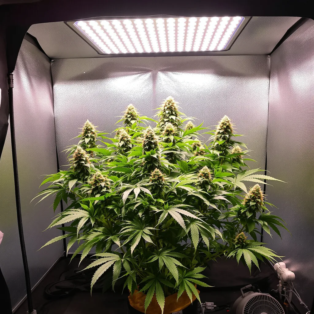 Critical Purple 70% indica / 30% sativa flower with visible trichomes
