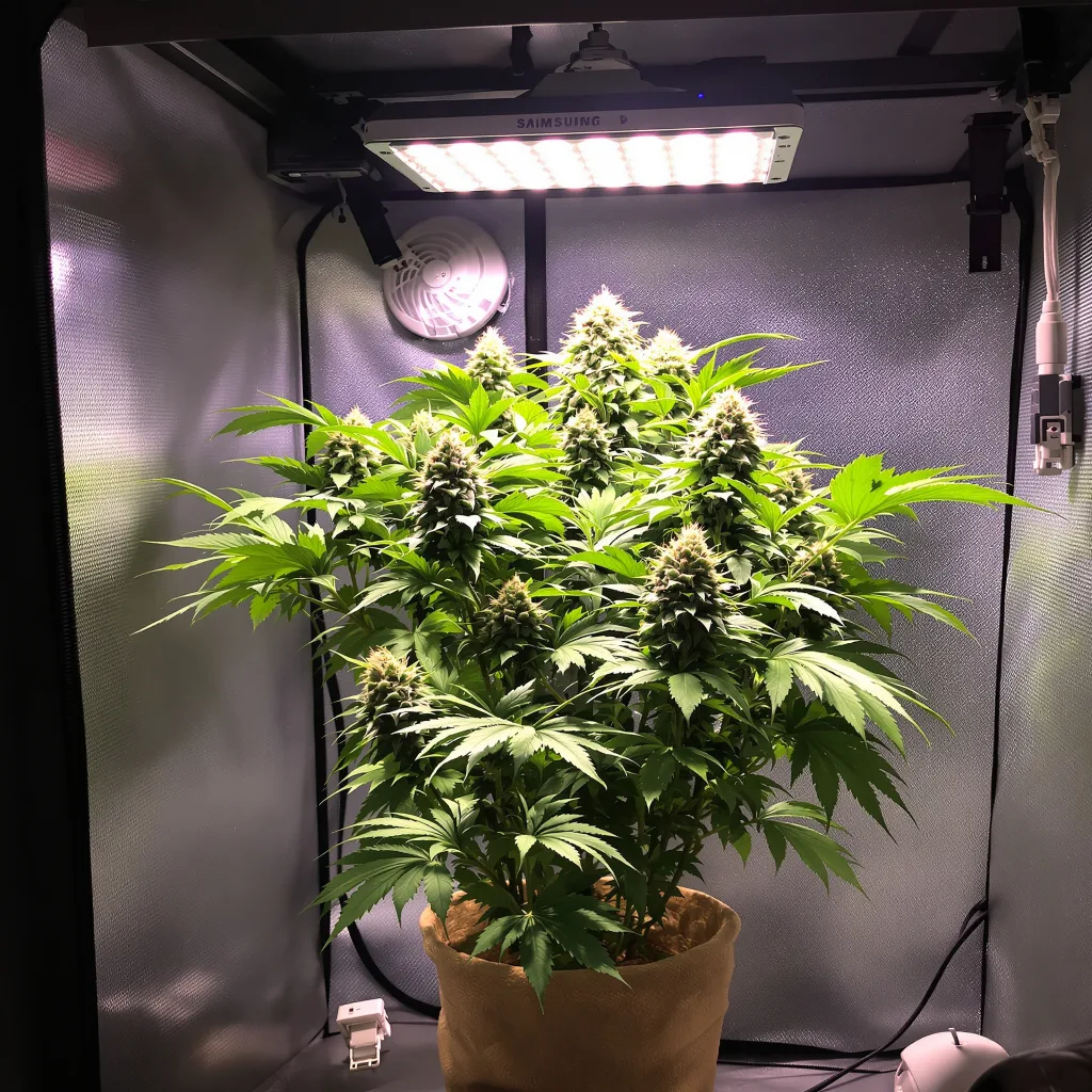 Crosswalker 77% indica / 23% sativa flower with visible trichomes