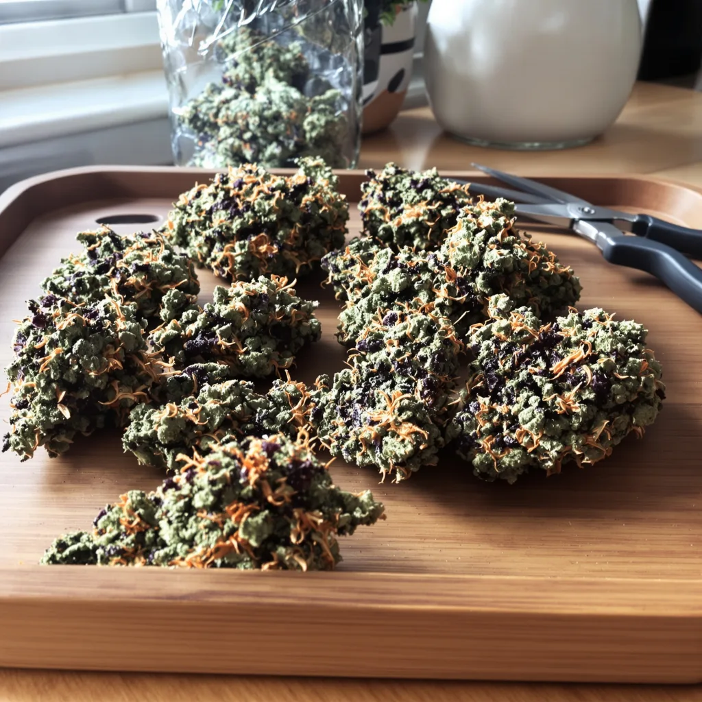 Crown OG 70% indica / 30% sativa flower with visible trichomes