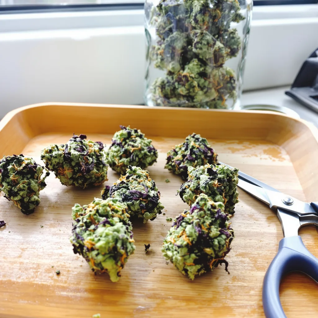 Crown Royale 83% indica / 17% sativa flower with visible trichomes