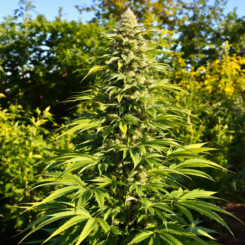 Crystal Coma 18% indica / 82% sativa flower with visible trichomes