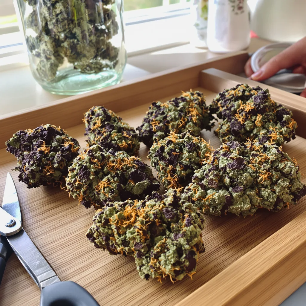 Crystal 66% indica / 34% sativa flower with visible trichomes