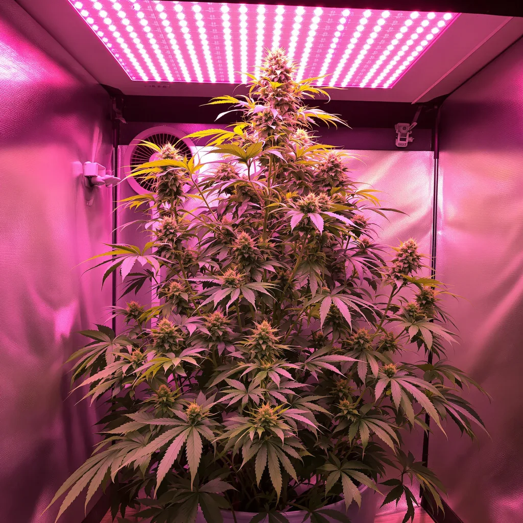 Damnesia 16% indica / 84% sativa flower with visible trichomes