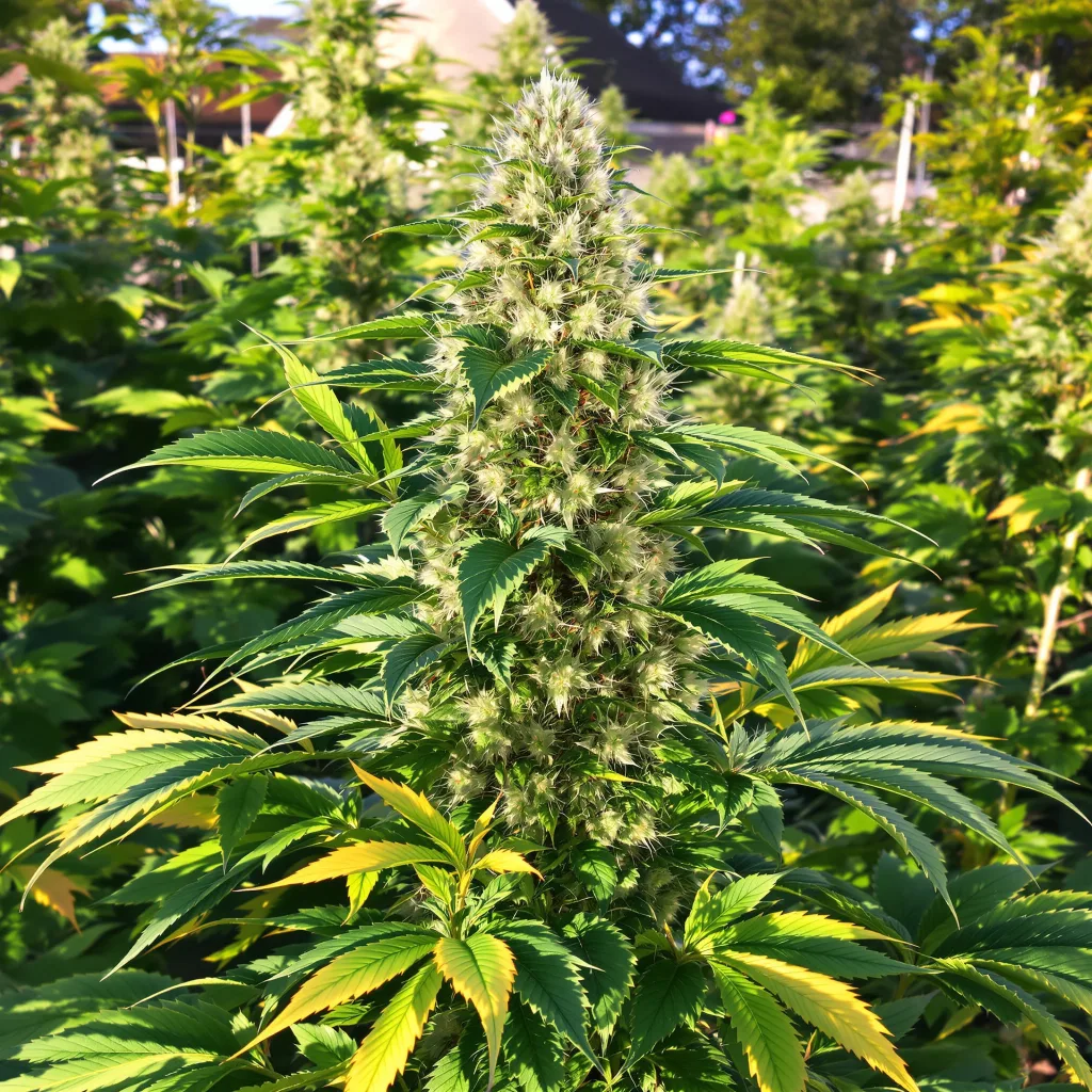 Dance World CBD 57% indica / 43% sativa flower with visible trichomes