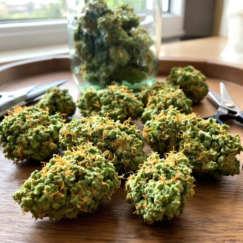 Dance World 20% indica / 80% sativa flower with visible trichomes