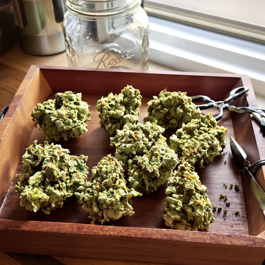 Dancehall CBD 46% indica / 54% sativa flower with visible trichomes