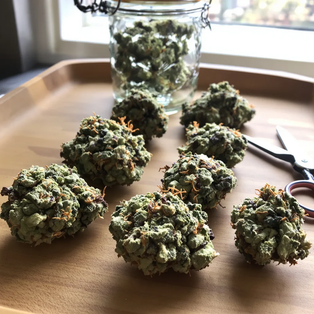 Dank Sinatra 52% indica / 48% sativa flower with visible trichomes