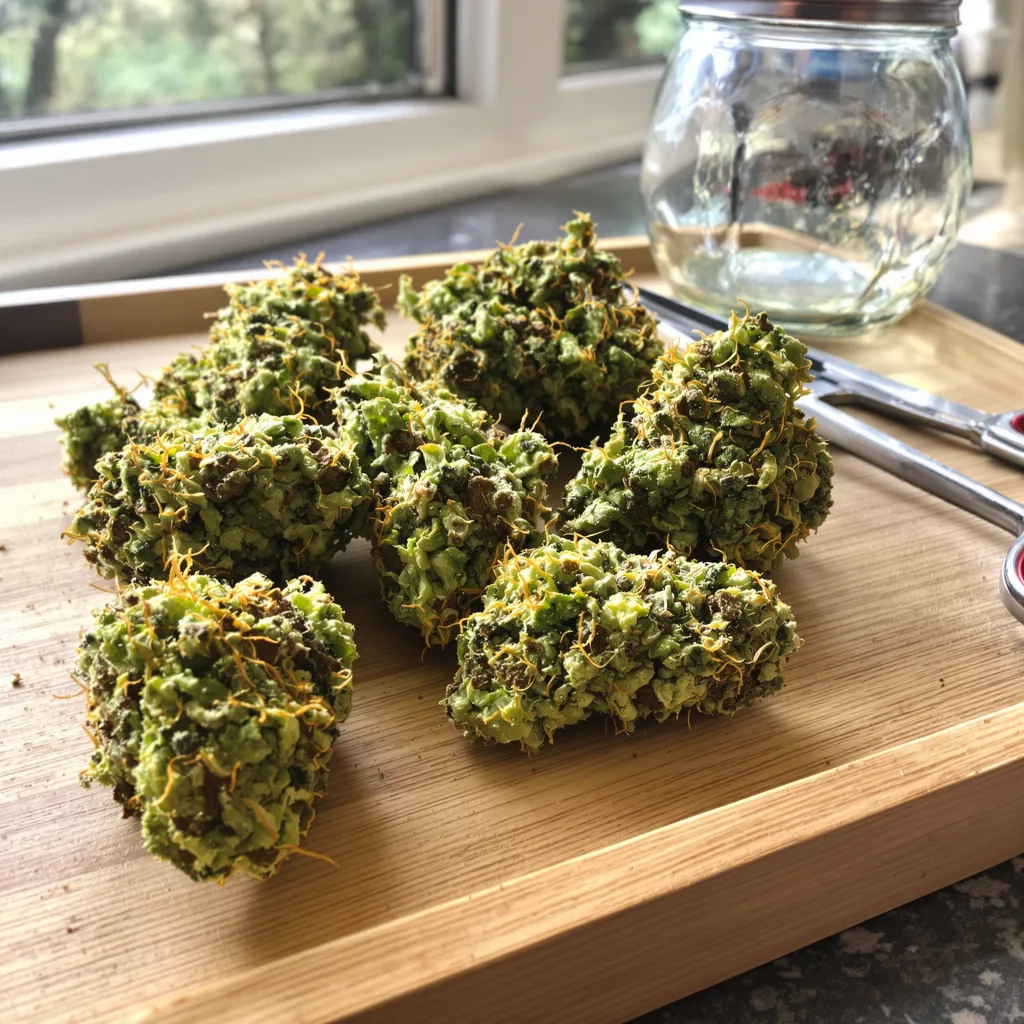 Deadly Sativas Mixpack 15% indica / 85% sativa flower with visible trichomes