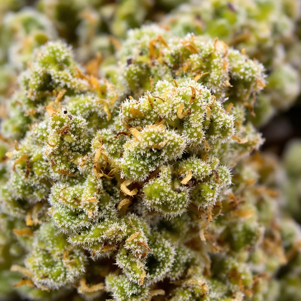 Deadly Sativas Mixpack cannabis bud close-up showing lime-green airy structure