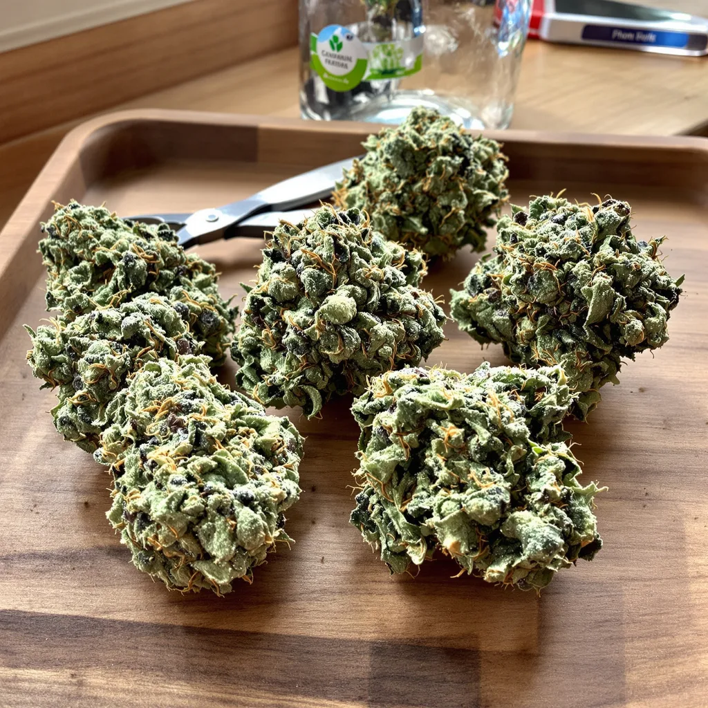Death Star OG 60% indica / 30% sativa flower with visible trichomes