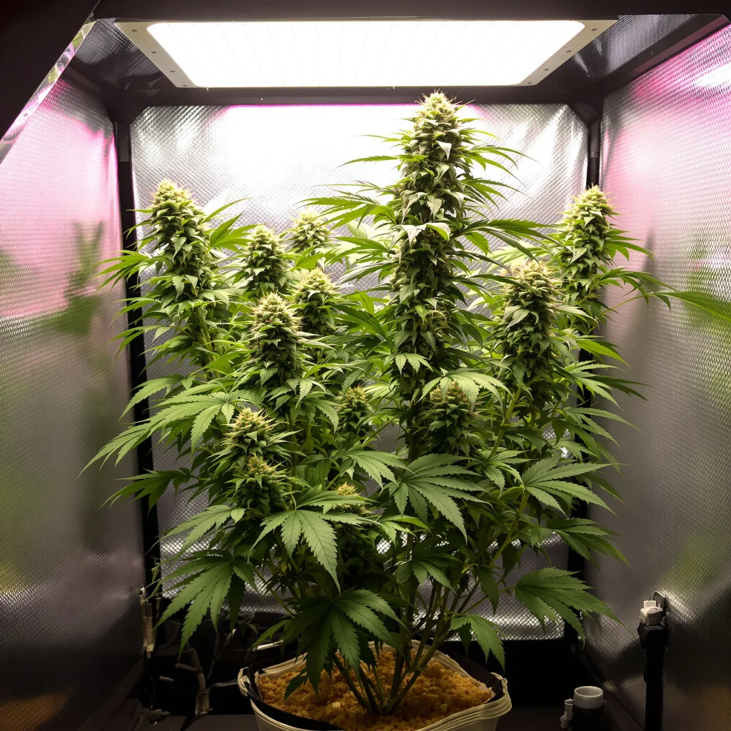 Deep Purple 70% indica / 20% sativa flower with visible trichomes