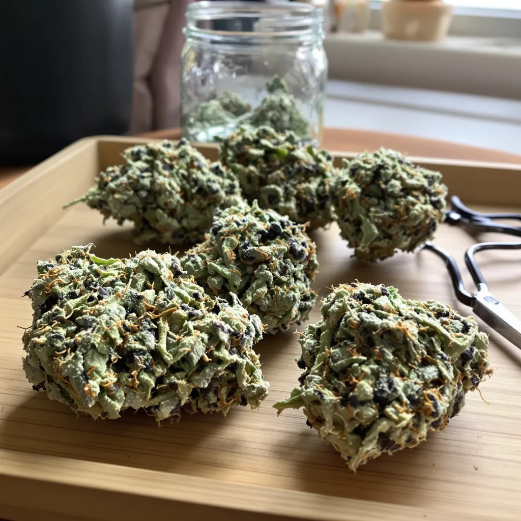 Diablo 40% indica / 50% sativa flower with visible trichomes