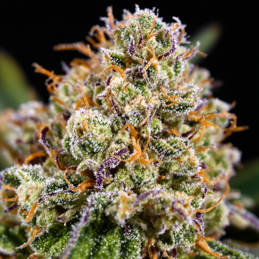 Diablo cannabis bud close-up showing balanced bud structure with frosted trichomes