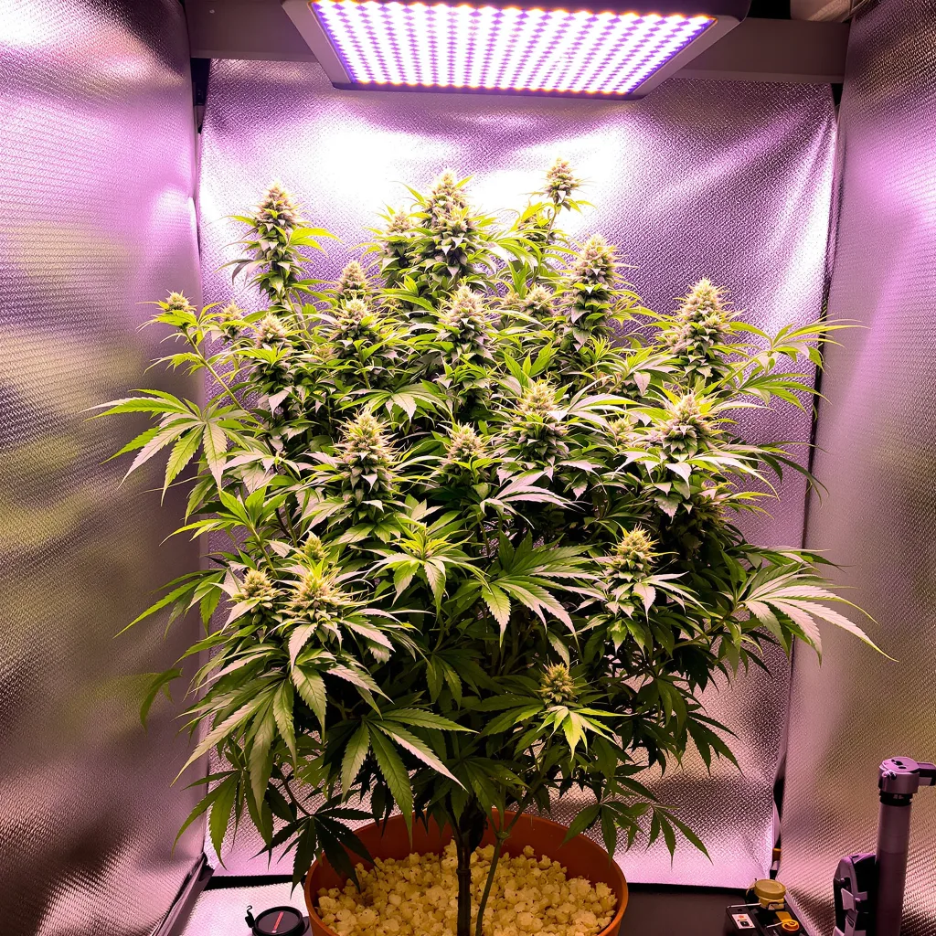 Dinachem 67% indica / 33% sativa flower with visible trichomes