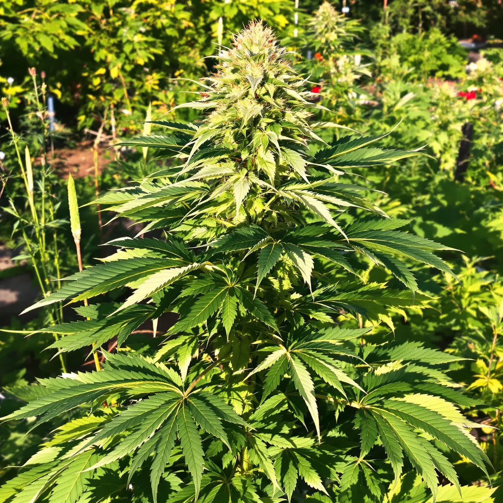 Dinachem 67% indica / 33% sativa flower with visible trichomes