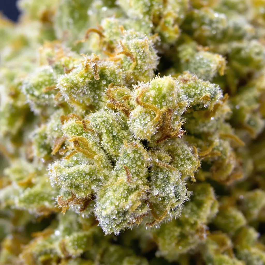 Divine CBD cannabis bud close-up showing pale-green low-resin flower