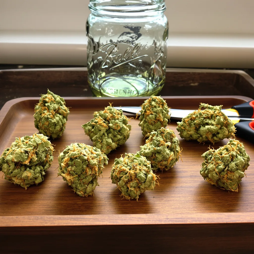 Dizzy OG 16% indica / 84% sativa flower with visible trichomes